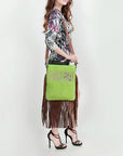 American Darling Messenger Hand Tooled Hair On Genuine Leather Western Women Bag Handbag Purse | Cute