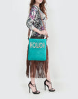 American Darling Messenger Hand Tooled Hair On Genuine Leather Western Women Bag Handbag Purse | Cute