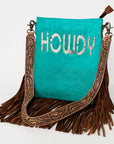 American Darling Messenger Hand Tooled Hair On Genuine Leather Western Women Bag Handbag Purse | Cute
