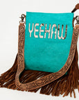 American Darling Messenger Hand Tooled Hair On Genuine Leather Western Women Bag Handbag Purse | Cute
