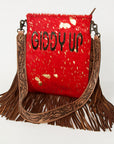 American Darling Messenger Hand Tooled Hair On Genuine Leather Western Women Bag Handbag Purse | Cute