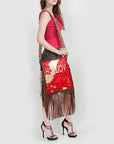 American Darling Messenger Hand Tooled Hair On Genuine Leather Western Women Bag Handbag Purse | Cute
