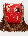 American Darling Messenger Hand Tooled Hair On Genuine Leather Western Women Bag Handbag Purse | Cute