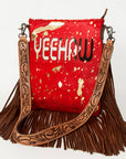 American Darling Messenger Hand Tooled Hair On Genuine Leather Western Women Bag Handbag Purse | Cute