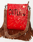 American Darling Messenger Hand Tooled Hair On Genuine Leather Western Women Bag Handbag Purse | Cute
