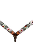 Bar H Equine Western Horse Floral Genuine American Leather Breast Collar Headstall Tack Set