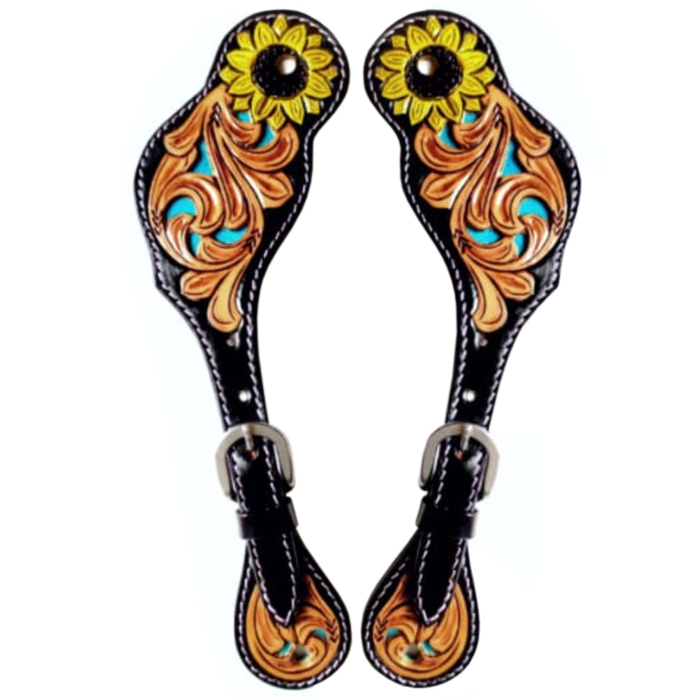 Bar H Equine Leather Spurs Straps for Adults - Western Womens Spur Straps for Horse Riding, Barrel Racing, Show, and Rodeo