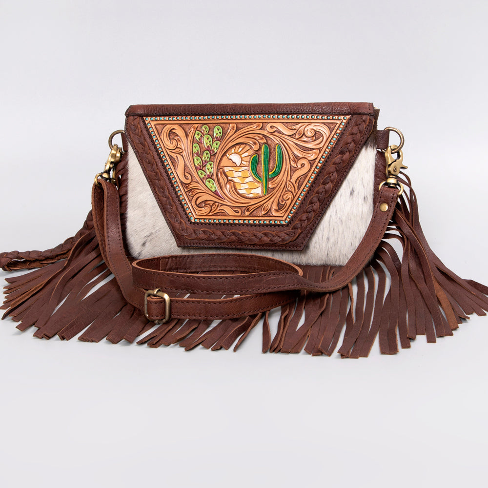 American Darling Clutch Hand Tooled Hair-On Genuine Leather Women Bag Western Handbag Purse