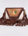 American Darling Clutch Hand Tooled Hair-On Genuine Leather Women Bag Western Handbag Purse