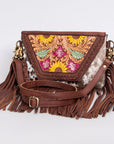 American Darling Clutch Hand Tooled Hair-On Genuine Leather Women Bag Western Handbag Purse