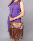 American Darling Clutch Hand Tooled Hair-On Genuine Leather Women Bag Western Handbag Purse