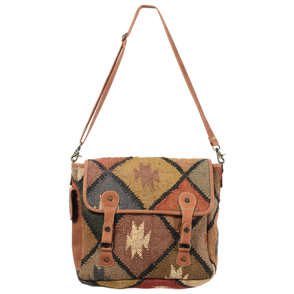 OHLAY MESSENGER Upcycled Wool Upcycled Canvas  Genuine Leather women bag western handbag purse