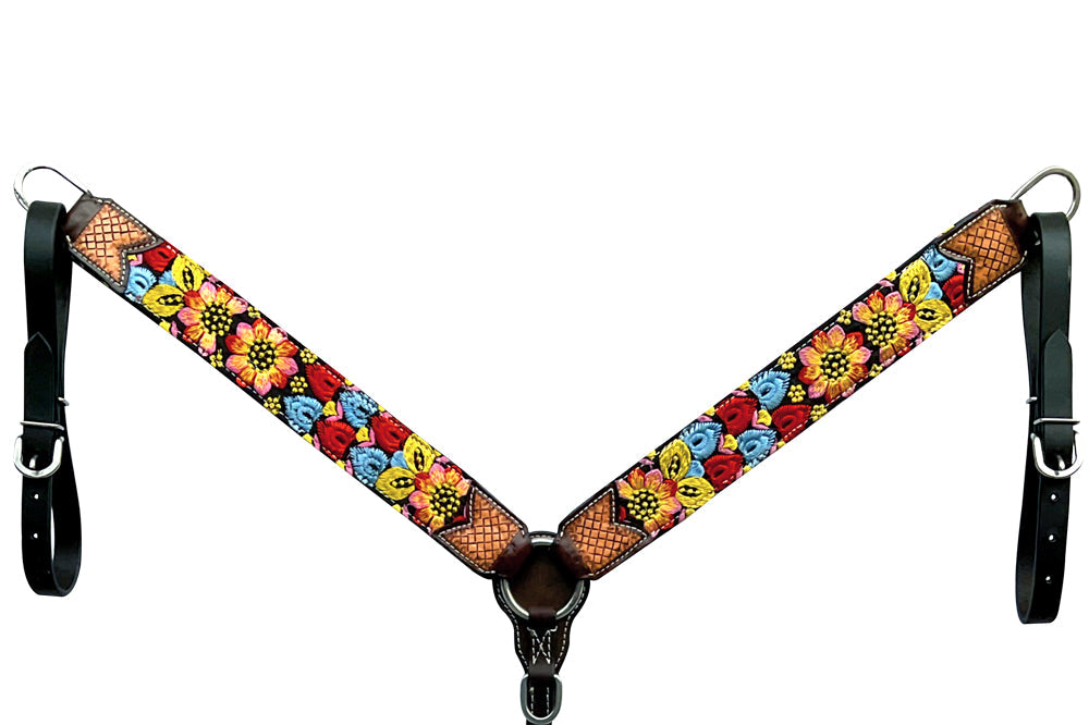 Bar H Equine Western Horse Floral Embroidery Design Genuine American Leather Tack Set