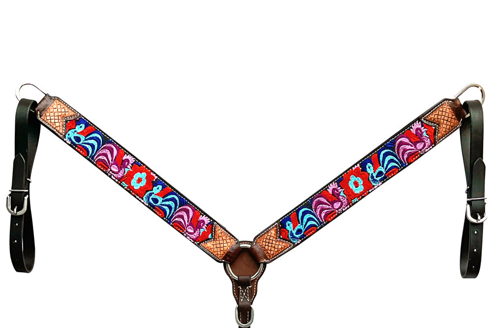 Bar H Equine Western Leather Horse Headstall &amp; Breast Collar Brown
