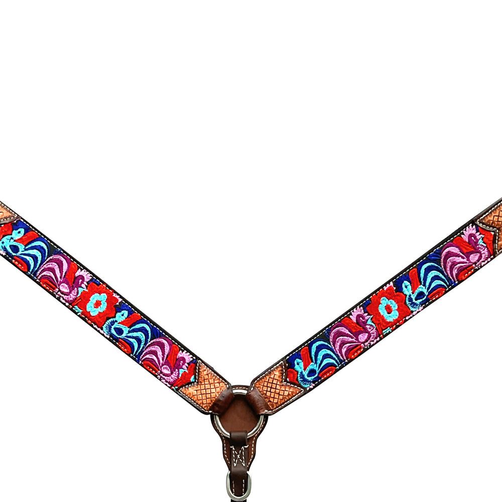 Bar H Equine Western Leather Horse Headstall &amp; Breast Collar Brown
