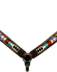 Bar H Equine Horse Genuine Leather embroidery design Breast Collar ,Headstall Brown