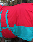 Hilason 600D Winter Waterproof Horse Turnout Blanket Belly Wrap Red & Turquoise