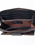 OHLAY WALLET Hand Tooled  Genuine Leather women bag western handbag purse