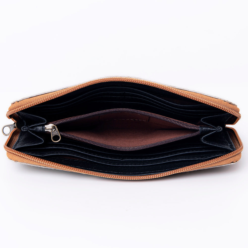 OHLAY WALLET Hand Tooled Hair-on Genuine Leather women bag western handbag purse