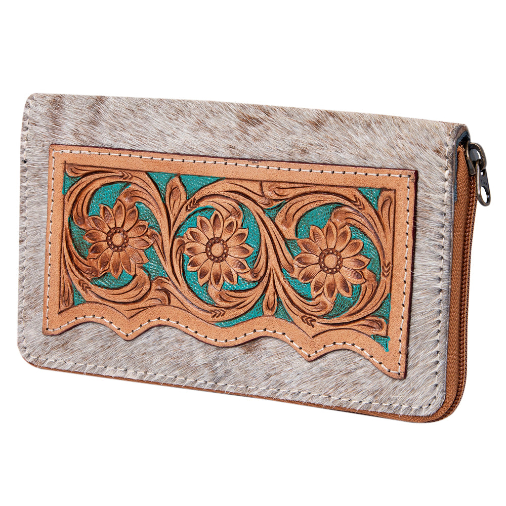 OHLAY WALLET Hand Tooled Hair-on Genuine Leather women bag western handbag purse