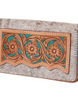 OHLAY WALLET Hand Tooled Hair-on Genuine Leather women bag western handbag purse