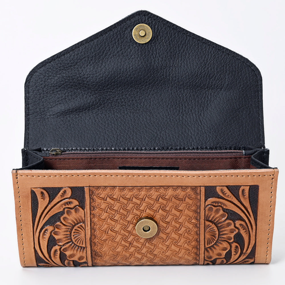 OHLAY WALLET Hand Tooled Genuine Leather women bag western handbag purse