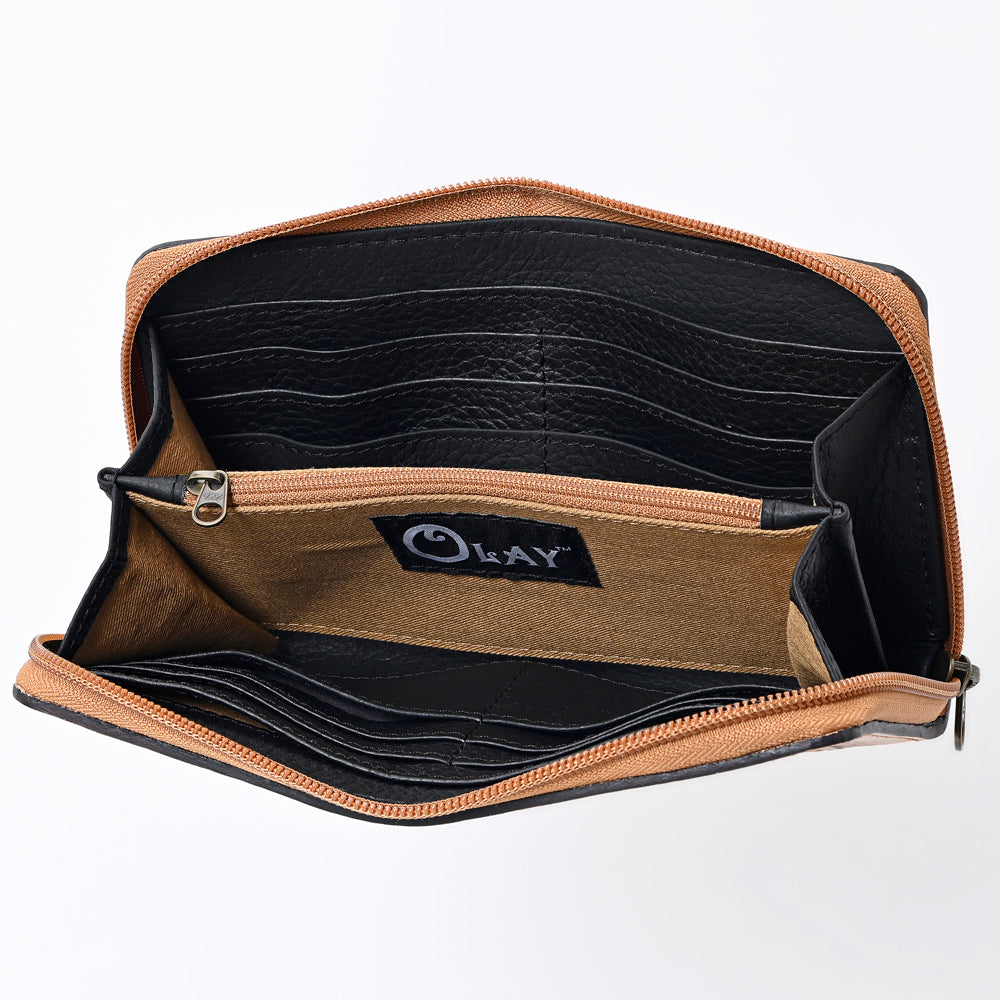 OHLAY WALLET Hand Tooled  Genuine Leather women bag western handbag purse