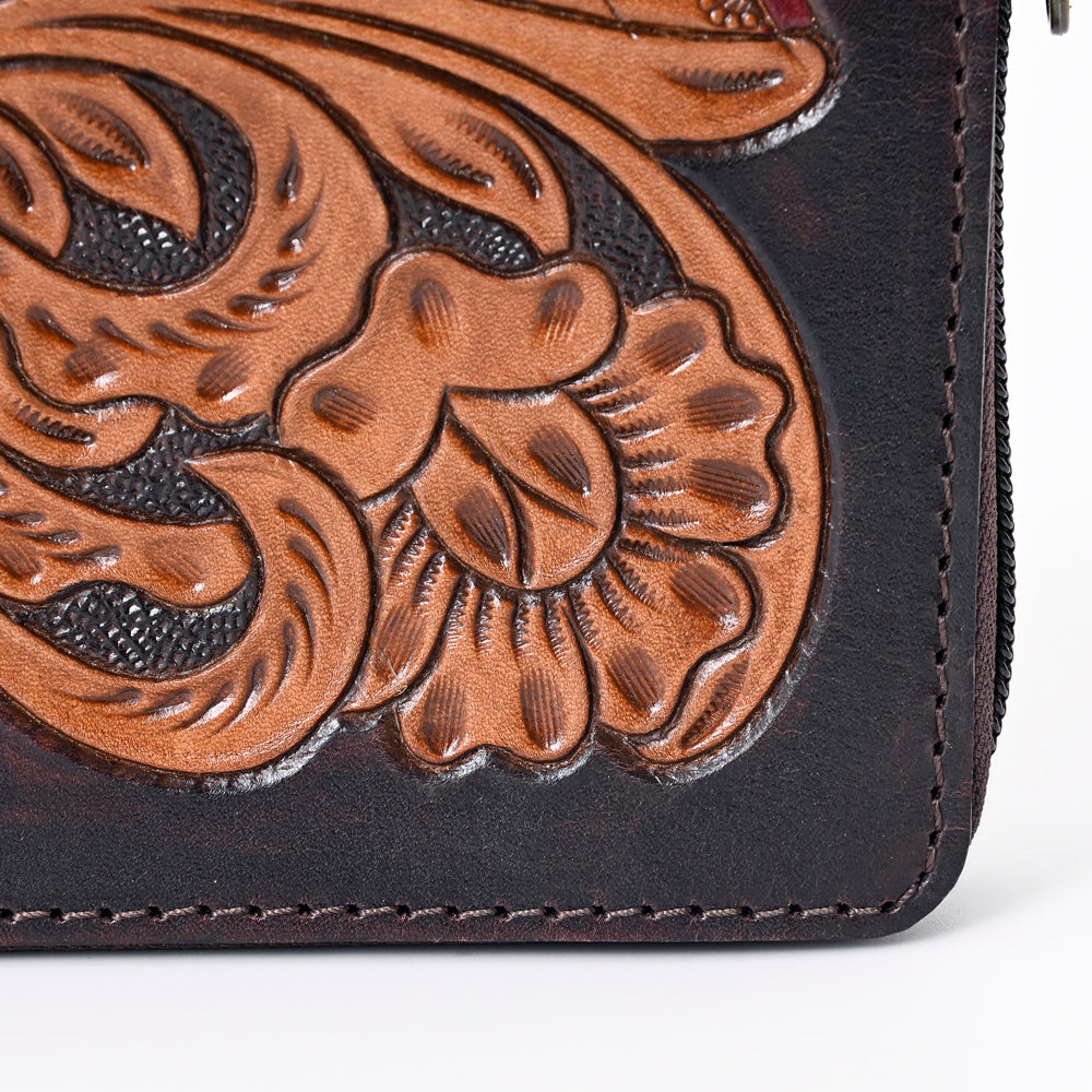OHLAY WALLET Hand Tooled  Genuine Leather women bag western handbag purse