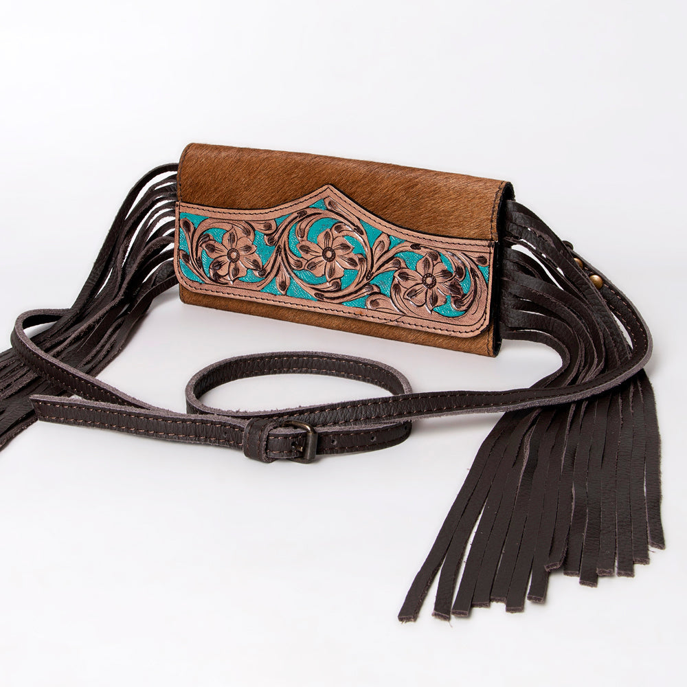 OHLAY WALLET Hand Tooled Hair-on Genuine Leather women bag western handbag purse