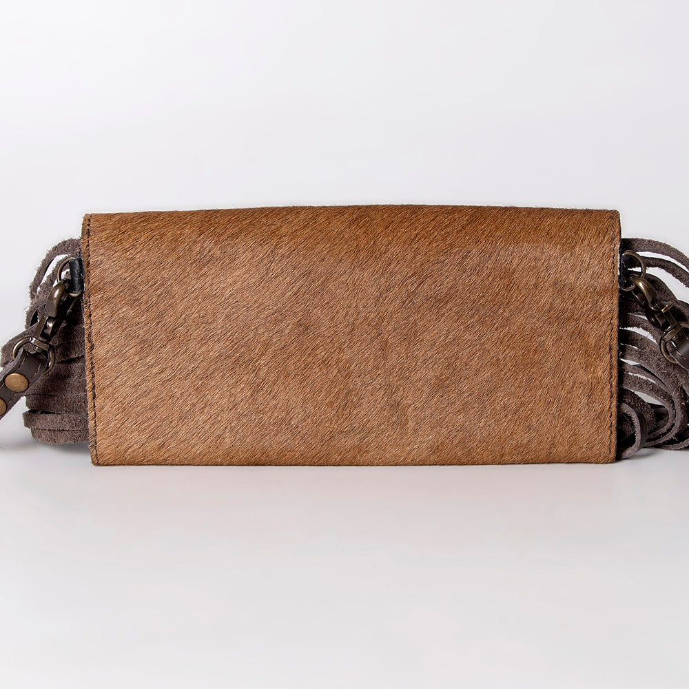 OHLAY WALLET Hand Tooled Hair-on Genuine Leather women bag western handbag purse