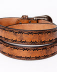 American Darling Beautifully Hand Tooled Brown Genuine Leather Belt Men and Women Western with Removable Buckle