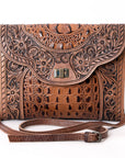American Darling ADBG942 Crossbody Hand Tooled Crocodile Embossed Genuine Leather Women Bag Western Handbag Purse