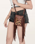 American Darling Hair On Genuine Leather Women Bag Western Handbag Purse