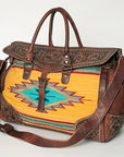 American Darling ADBG516 Duffel Hand Tooled Saddle Blanket Genuine Leather Women Bag Western Handbag Purse