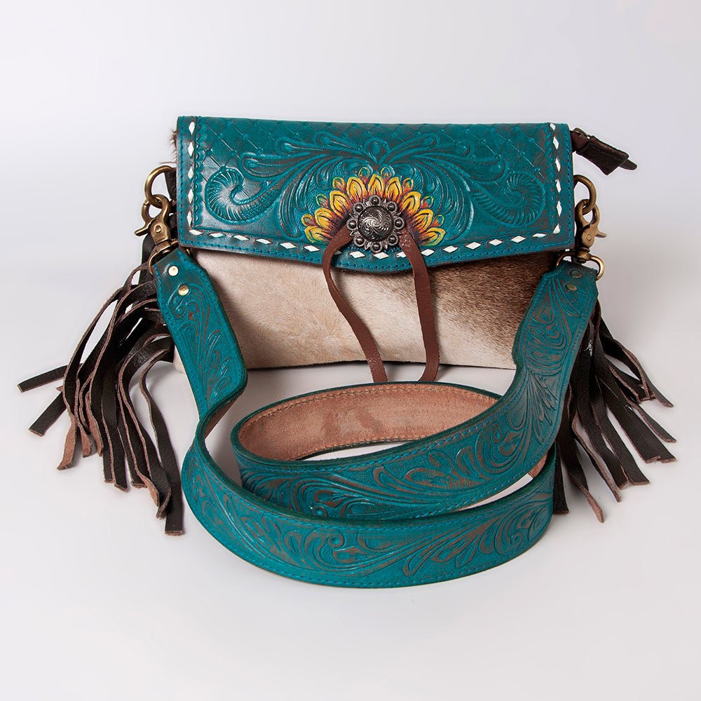 Handmade Hair On Cowhide Western Clutch Bag For Women Featuring Vegetable Leather