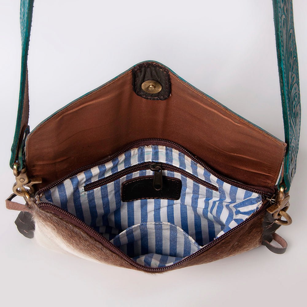 Handmade Hair On Cowhide Western Clutch Bag For Women Featuring Vegetable Leather