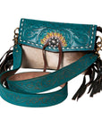 Handmade Hair On Cowhide Western Clutch Bag For Women Featuring Vegetable Leather