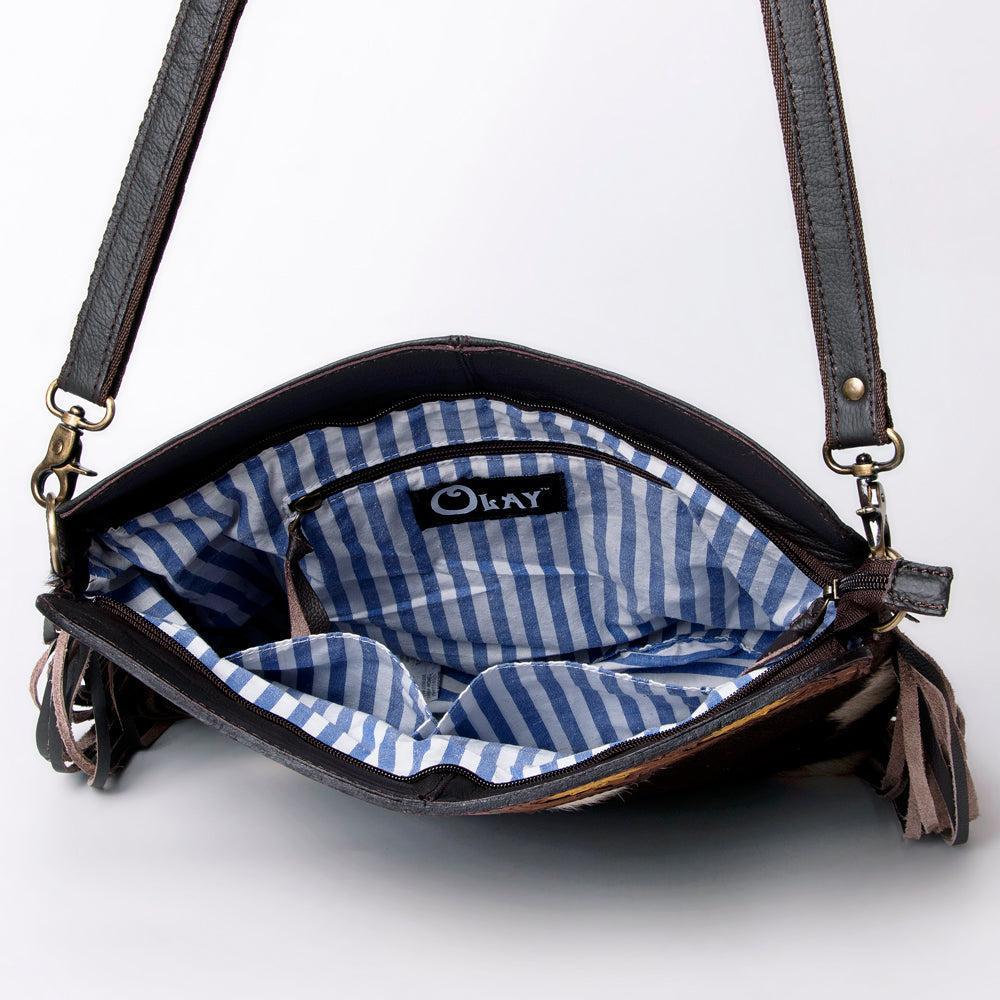 Ohlay Bags KBA101 Cross Body I Hand Tooled Hair-On Genuine Leather Women Bag Western Handbag Purse