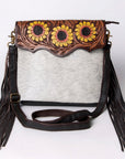 OHLAY MESSENGER Hand Tooled Hair-on Genuine Leather women bag western handbag purse