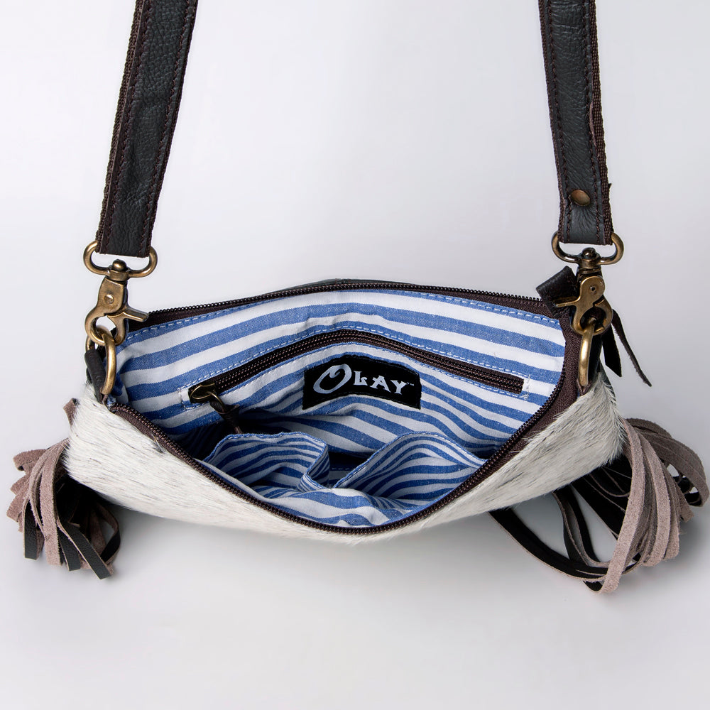 OHLAY MESSENGER Hand Tooled Hair-on Genuine Leather women bag western handbag purse