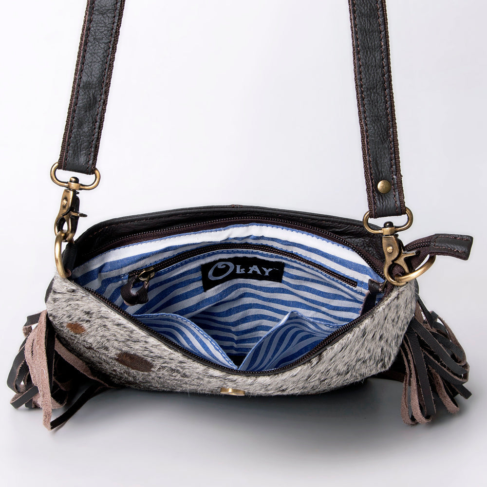 OHLAY MESSENGER Hand Tooled Hair-on Genuine Leather women bag western handbag purse