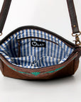 Ohlay Bags KBA113 Cross Body I Hand Tooled Hair-On Genuine Leather Women Bag Western Handbag Purse