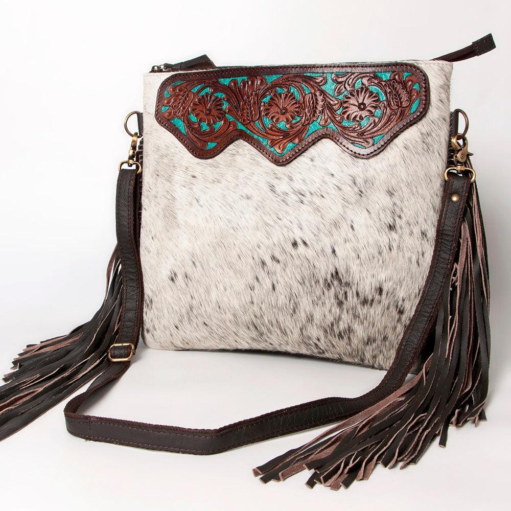 Ohlay Bags KBA115 Cross Body I Hand Tooled Hair-On Genuine Leather Women Bag Western Handbag Purse
