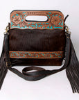 OHLAY KBA118 Clutch Hand Tooled Hair-On Genuine Leather women bag western handbag purse
