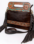 OHLAY KBA118 Clutch Hand Tooled Hair-On Genuine Leather women bag western handbag purse