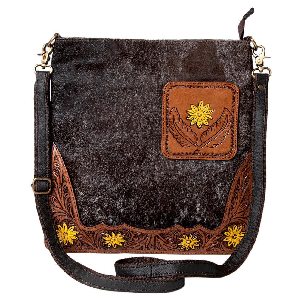 Ohlay Bags KBA119 Cross Body I Hand Tooled Hair-On Genuine Leather Women Bag Western Handbag Purse