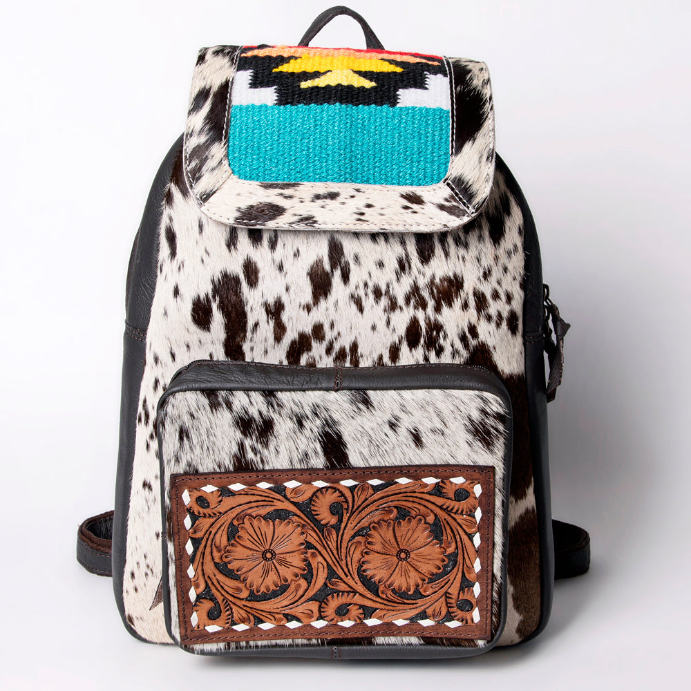 OHLAY KBA123 Backpack Hand Tooled Upcycled Wool Hair-On Genuine Leather women bag western handbag purse