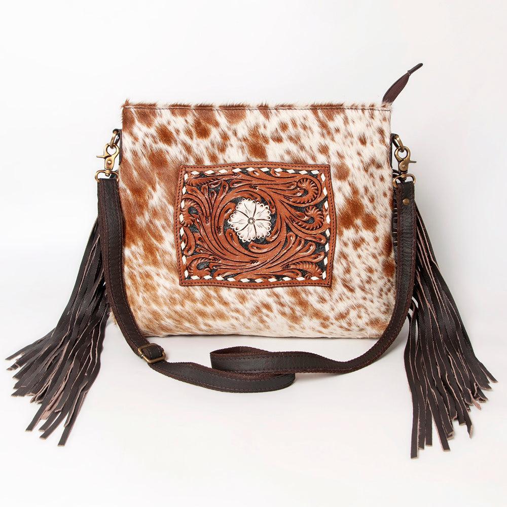 Ohlay Bags KBA124 Cross Body I Hand Tooled Hair-On Genuine Leather Women Bag Western Handbag Purse