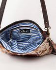 Ohlay Bags KBA124 Cross Body I Hand Tooled Hair-On Genuine Leather Women Bag Western Handbag Purse