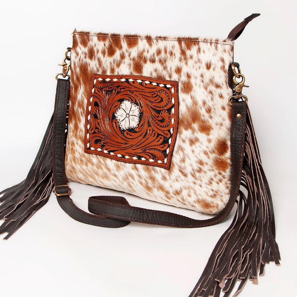 Ohlay Bags KBA124 Cross Body I Hand Tooled Hair-On Genuine Leather Women Bag Western Handbag Purse